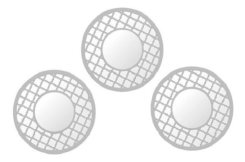 VGO Set of 3 Round Mirrors with Frame 25 cm EP12498 Pettish Online 0