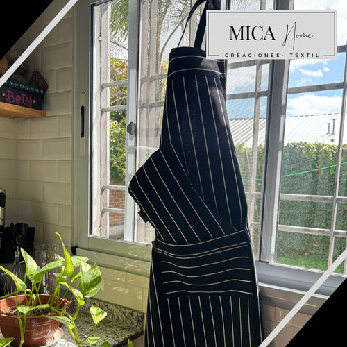 MICA HOME Delantal De Cocina Color Estampado Gastronómico Rayado Chef 1