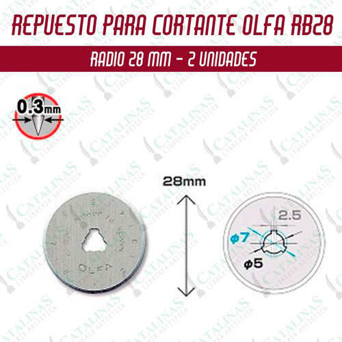 Olfa Repuesto RB28 - 2 / 28mm Blister x2 Unidades Microcentro 1