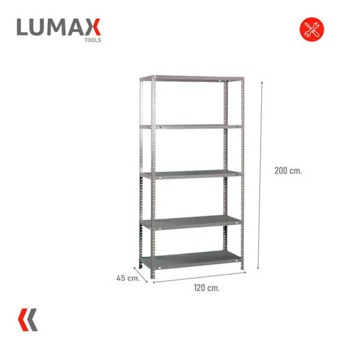 Lumax Metal Shelving Unit 120x45x200 Cm With 5 Shelves 2