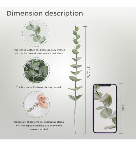 Ramas Eucalipto Artificial Decoración Pack X 18pzas Tiyard 1