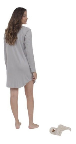 Women's Long Sleeve Nightgown with Soft Lace and Buttons 13