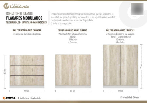 Corsa Placares Combinables Cajonera Modulo Alto 2 Puertas T 5