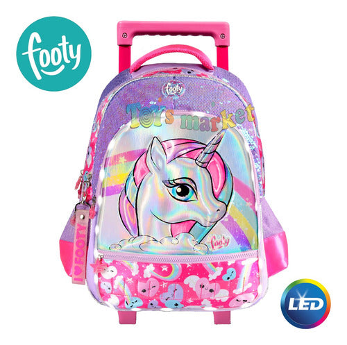 Footy 18-Inch Backpack with Cart, LED Lights, and Sequins 6