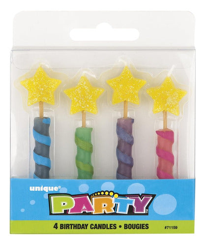 Unique Birthday Star Candles, Assorted 4ct 0