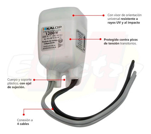 Kalop Universal Photocell 1200W 220V LED Apt Electro Medina 1