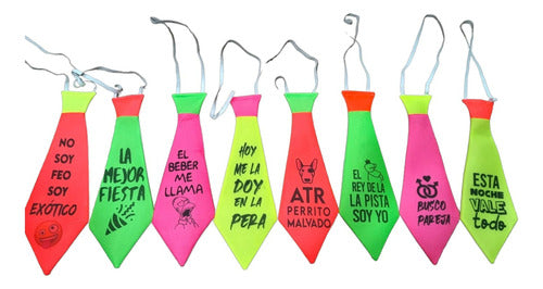 Corbata Fluo Con Frase X5 Cotillón Carioca Para Fiesta 2