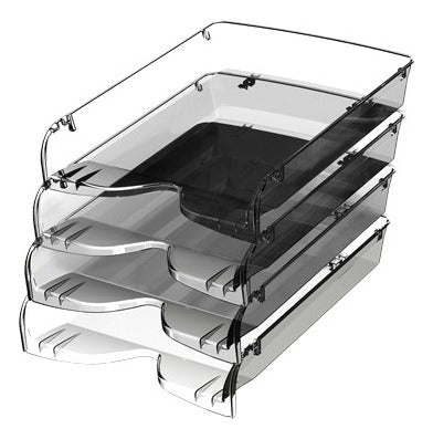 Pizzini Acrylic Stacking Tray Paper Holder 4 Levels Transparent Crystal 0