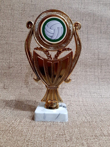 Setx10 Trofeo Plástico Copa Plana Voley Pelota 15cm Souvenir 1