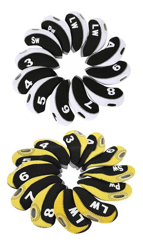 24x Club Iron Headcover Set Wedge Headcover Amarelo E Branco 1