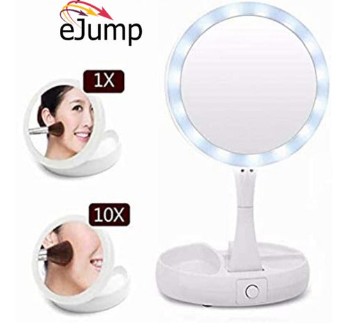 Foldaway Double LED Touch Light USB Makeup Mirror Portable Magnifying 3