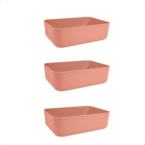 Set of 3 Small Organizer Baskets Boxes 26x18x8 Modern Design 30