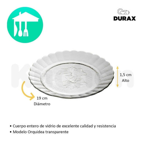 Durax Juego Vajilla 18 Piezas Set De Platos Vidrio Orquidea 3