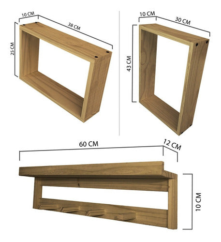 Sajo Kit 2 Picture Frame Shelves + 60 cm Organizer Coat Rack 4