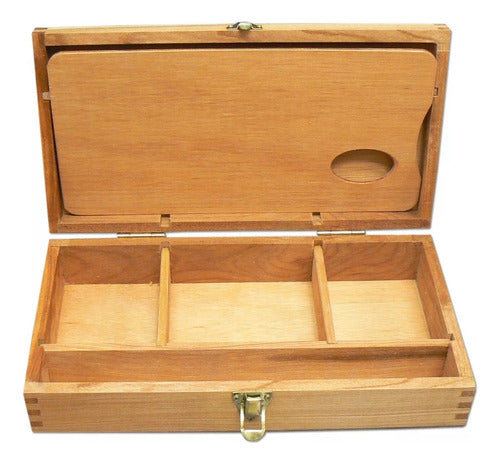 Caja Porta Pinceles Madera Accesorios Paleta Grande Fime 0