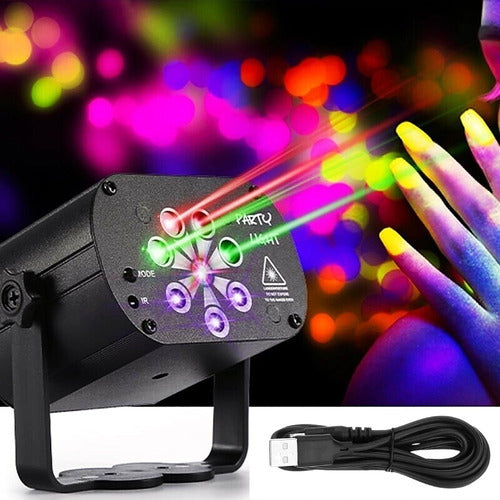 Mini Raio Laser Projetor Led Rgb E Uv Usb Recarregável 5