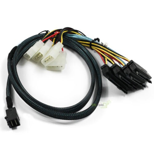 Mini SAS SFF-8643 to 4 SAS 29pin SFF-8482 Data Server Cable 0