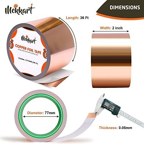 Mekkart Copper Tape Conductive Adhesive Double-Sided 5cm X 10m 1