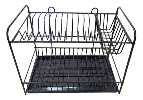 Hanging Dish Drainer for 12 Plates Coated with Cutlery Holder 0