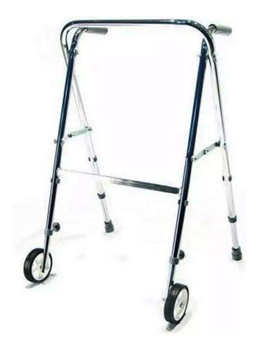 Massuar Chrome Folding Walker with Wheels 0