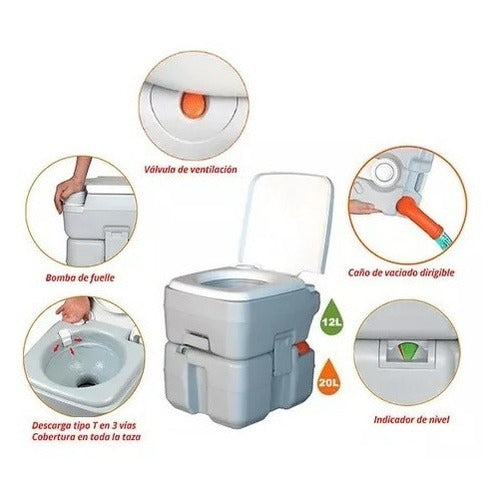 Portable Chemical Toilet for Camping and Boating by ROTORAX 19641 3