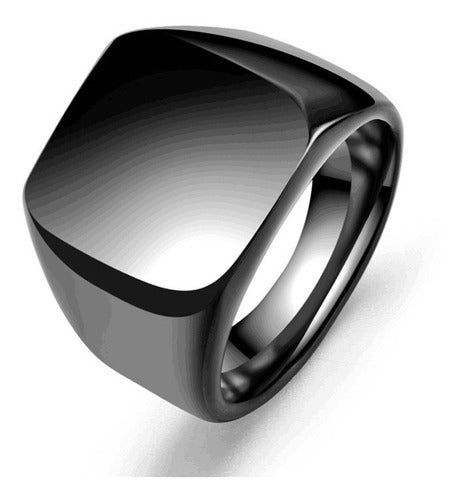 Aloha Men's Square Surgical Steel Ring 0