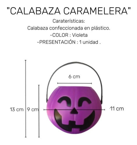 Manzana Cotillon Combo Caramelera Calabaza Halloween Jack Sonriente X 6 Unida 1