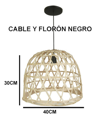 Liguen Iluminación Set X3 Wicker Lamp Shade 40x30 Black Cable 3