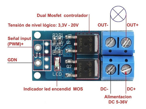 High-Power Dual Mosfet Driver Module 5-36V 15A 400W DC 2