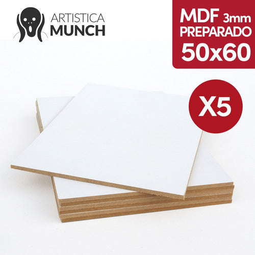 Mdf 3mm Preparado 50x60 Cm Blanco Acrilico Oleo X 5 1