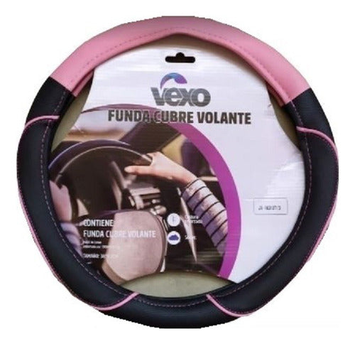 Vexo Steering Wheel Cover 38cm Eco-Leather Black and Pink Maranello 0