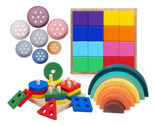 ~? Mcgmitt Silicone Stacking Toys, 4 Montessori Rainbow Stac 0