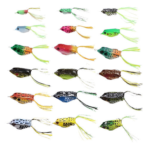 18pcs Hueco Cuerpo Rana Señuelo Weedless Topwater Kit 0