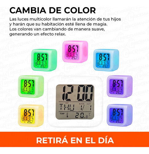LED RGB Light Alarm Clock with Temperature Display 3