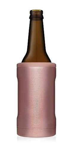BruMate Hopsulator Bottle - Insulated Beer Bottle Cooler for 12 Oz Bottles - Steel Glitter Rose 0