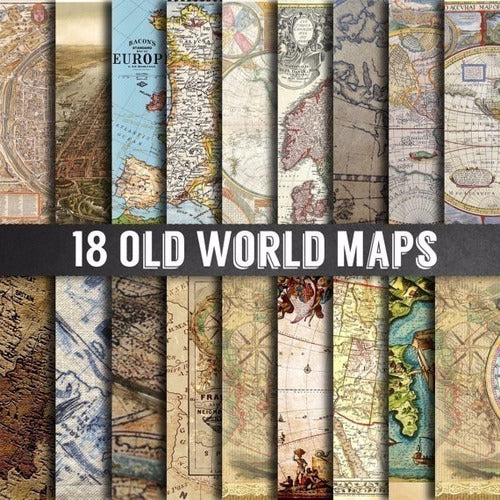 Kit de Imagenes: 18 Antique Map Backgrounds - See Promo 0