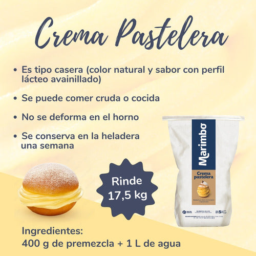 Crema Pastelera X 5 Kg Marca Marimbo 1