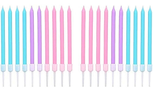 Luter 20pcs Velas De Cumpleaños Metálicas En Soportes Velas 0