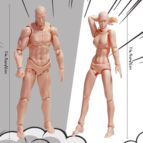 AXITWXIT Manikin for Drawing, Male and Female Skin Color 1