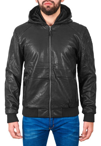 Moto Campera Hombre Con Piel Abrigo Urbana Cuero Pu Importada 0