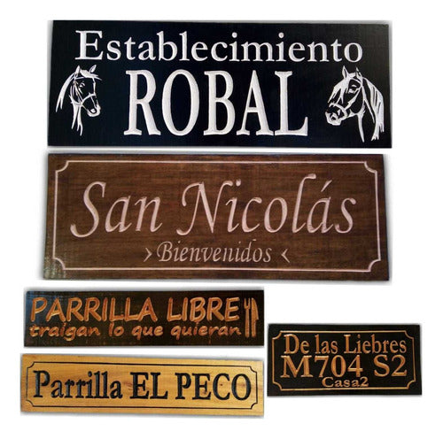 Uruarte Carved Wooden House Signs with Name and Address 4