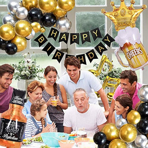 Black and Gold Birthday Party Decorations for Men 4