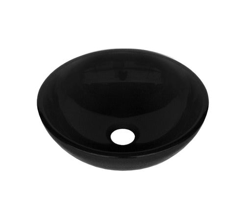 Round Pringles Black Tempered Glass Support Sink 42 cm 0