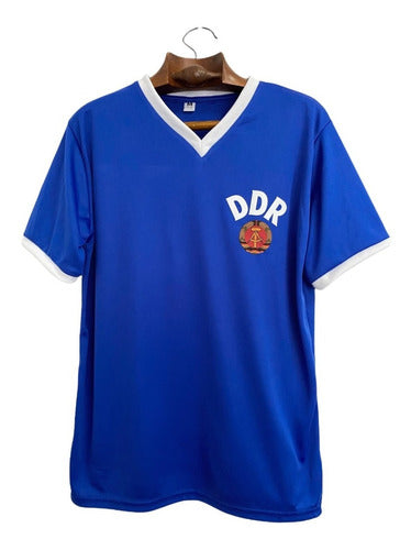 Vintage 1974 East Germany DDR World Cup Blue Retro Jersey 4