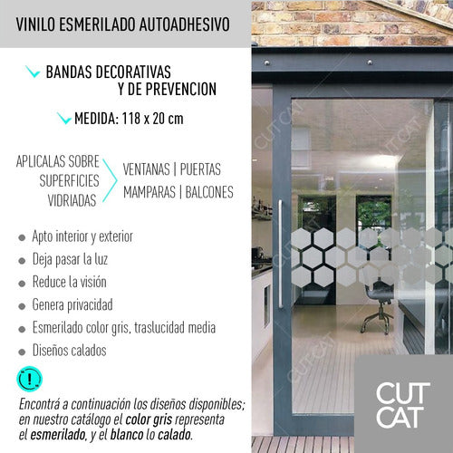 Tienda Cut Cat Frosted Vinyl Strips X 4u - Glass Door Privacy Film 5