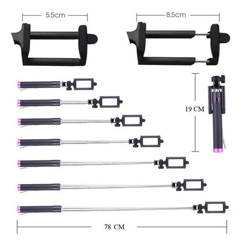 Bastão Pau De Selfie Retrátil Smartph Portátil Fotos Video 3