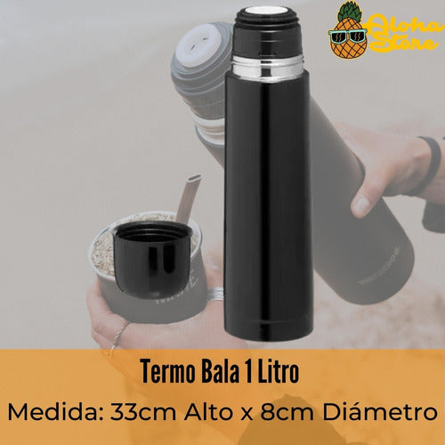 Aloha Termo Bala 1 Litro Acero Inoxidable Tapón Matero 1