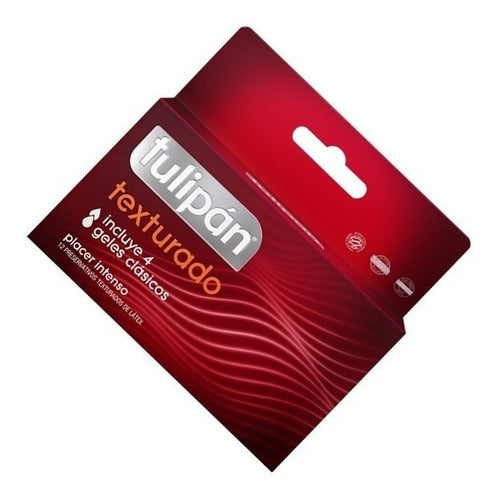 Tulipán Textured Latex Condoms 3 Boxes x12 Units Kit 4