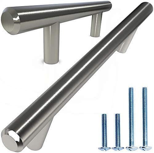 Alpine Hardware Solid Stainless Steel Euro Bar Cabinet Handle Drawer Pull 5-pack 0