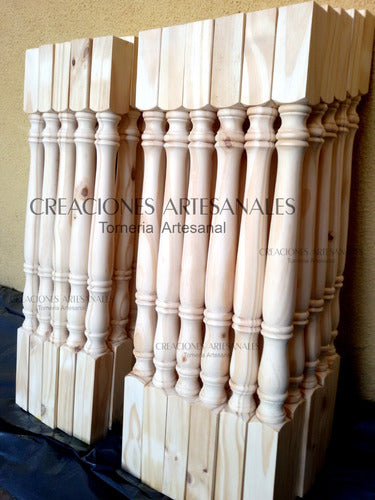 Torneria Artesanal Balustre Balustro Columna Madera Pino Escalera Baranda Pasam 1